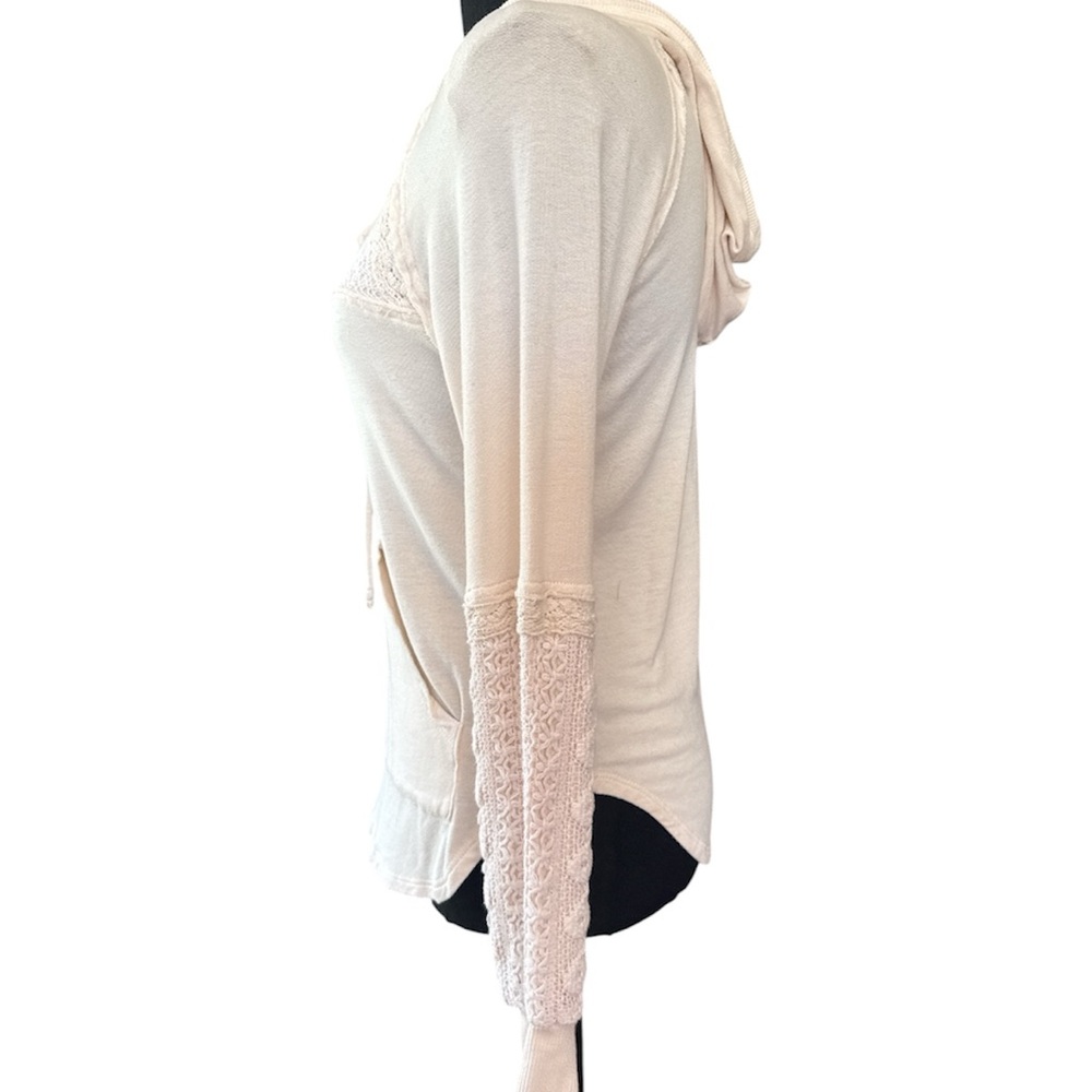 Women’s Cream Lace-Accent Hoodie Top Size XS - Picture 4 of 9